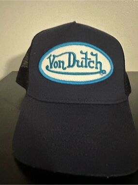 Von Dutch Navy Hat with Turquoise and White Patch